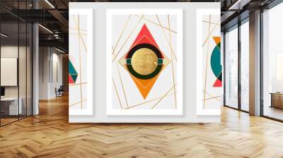 Abstract Math art background vector. Modern block color art wallpaper. Geometric marbling gold style texture. Cubism s low-poly backgrounds. Good for home deco, wall art, poster, invite and cover. Wall mural